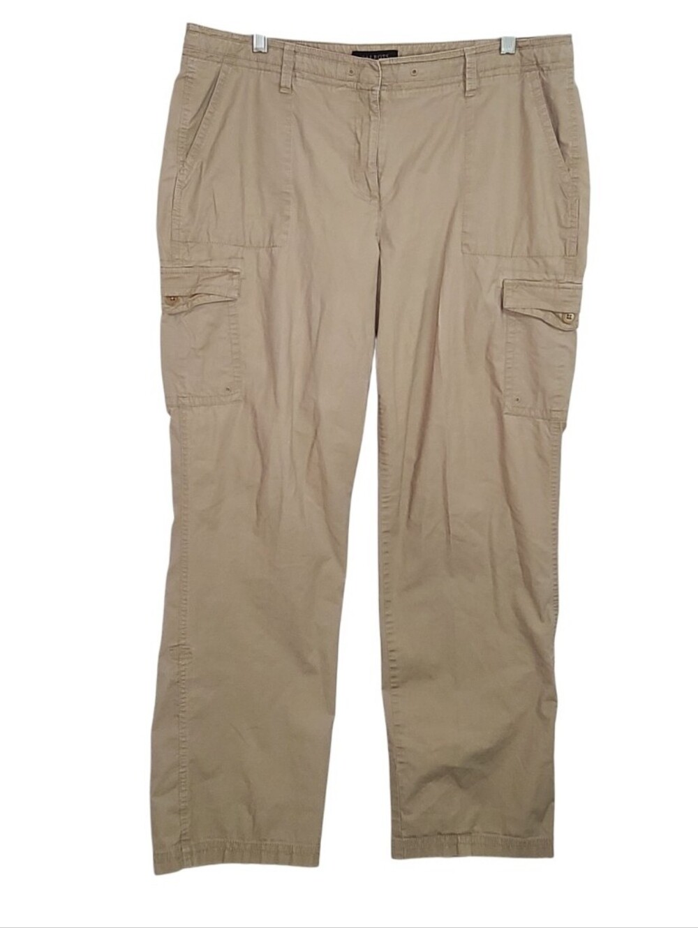 Talbots Signature Khaki Utility Cargo Pants Size 16 Cotton Spandex Straight Leg